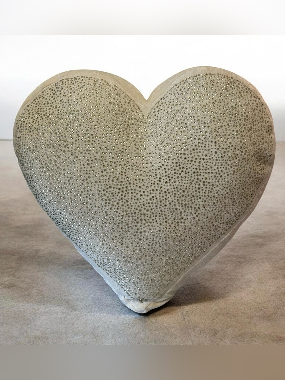Magaschoni Home Heart-Shaped Pillow with Crystal Studs - Cream & Gold